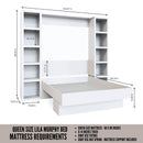 Easy-Lift Queen Murphy Wall Bed in Black with Two Bookshelves