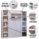 Easy-Lift Full Murphy Wall Bed in Grey with Two Bookshelves