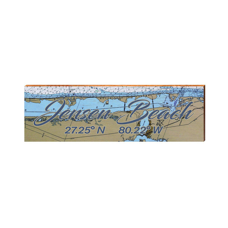 Jensen Beach, Florida Latitude Longitude Map Wooden Sign | Wall Art Print on Real Wood