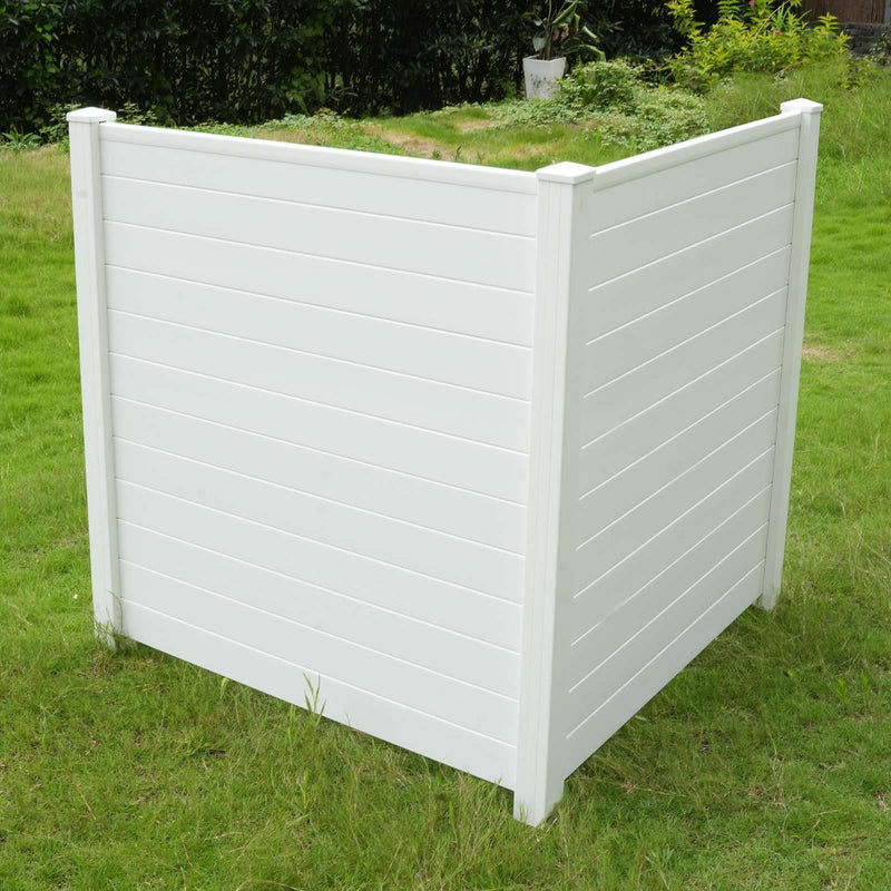 48"W x 48"H Air Conditioner Fence 2 Panels Outdoor Privacy Vinyl Fence Panels, White