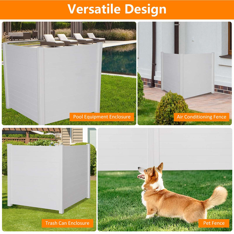 48"W x 48"H Air Conditioner Fence 2 Panels Outdoor Privacy Vinyl Fence Panels, White