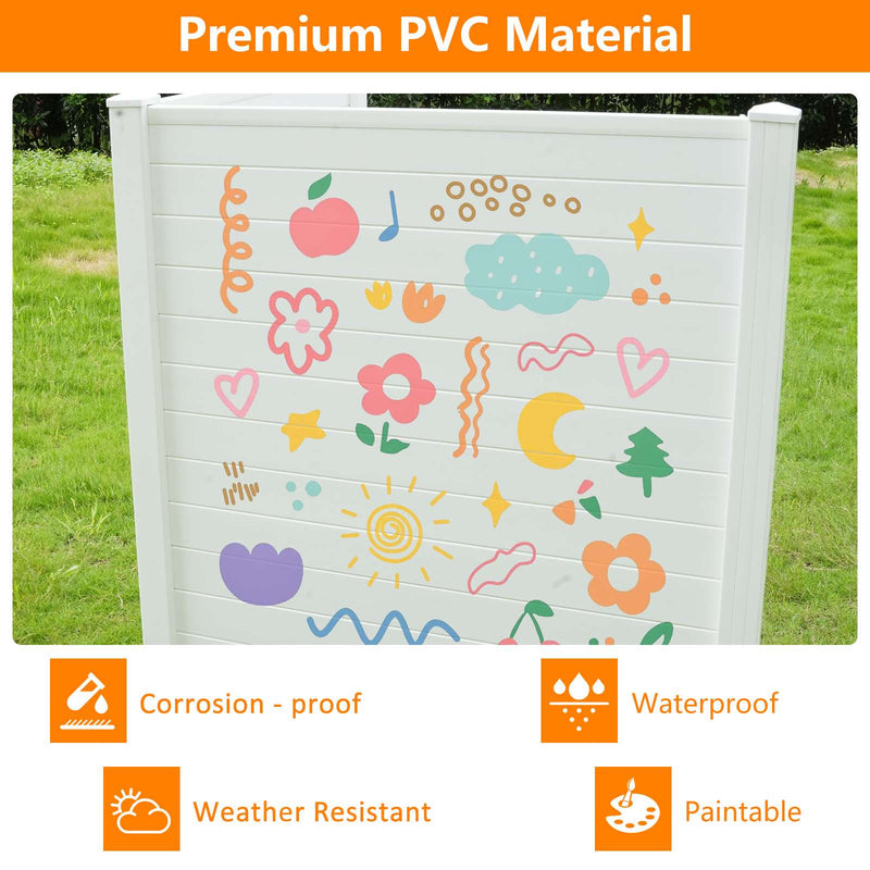 48"W x 48"H Air Conditioner Fence 2 Panels Outdoor Privacy Vinyl Fence Panels, White