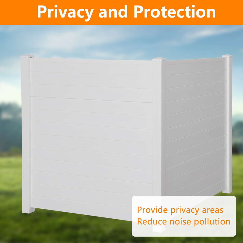 48"W x 48"H Air Conditioner Fence 2 Panels Outdoor Privacy Vinyl Fence Panels, White