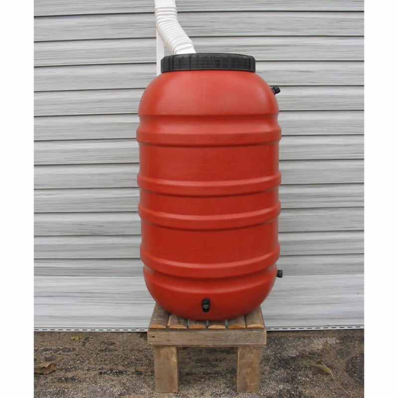 Terra Cotta Red HDPE Plastic 55-Gallon Rain Barrel with Spigot, photo 2 of 4
