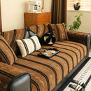 Non-Slip Sofa Cover with Thick Chenille Texture Woven Stripe Couch Protector Throw by Slipcover KAS™
