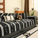 Non-Slip Sofa Cover with Thick Chenille Texture Woven Stripe Couch Protector Throw by Slipcover KAS™