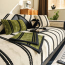 Non-Slip Sofa Cover with Thick Chenille Texture Woven Stripe Couch Protector Throw