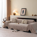 Chenille Sofa Cover Throw Blanket, Woven Textured Minimalist Wabi-Sabi Couch Cover
