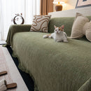 Chenille Sofa Cover Throw Blanket, Woven Textured Minimalist Wabi-Sabi Couch Cover