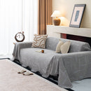 Chenille Sofa Cover Throw Blanket, Woven Textured Minimalist Wabi-Sabi Couch Cover