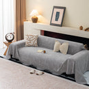 Chenille Sofa Cover Throw Blanket, Woven Textured Minimalist Wabi-Sabi Couch Cover