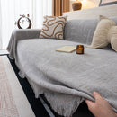 Chenille Sofa Cover Throw Blanket, Woven Textured Minimalist Wabi-Sabi Couch Cover