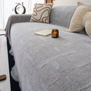 Chenille Sofa Cover Throw Blanket, Woven Textured Minimalist Wabi-Sabi Couch Cover