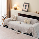 Chenille Sofa Cover Throw Blanket, Woven Textured Minimalist Wabi-Sabi Couch Cover