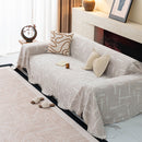 Chenille Sofa Cover Throw Blanket, Woven Textured Minimalist Wabi-Sabi Couch Cover