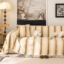 Faux Fur Sofa Cover Washable Furniture Protector for Sectional Warm & Fuzzy Slipcover