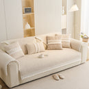 Soft Chenille Sectional Sofa Cover with Pom Pom Trim – Non-Slip Couch Protector