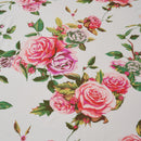 DaDa Bedding Romantic Roses Floral Bed Skirt - Matching Pink & White Ruffled Dust Ruffle for Quilted Coverlet Set - Lightweight & Breathable Polyester Bedskirt