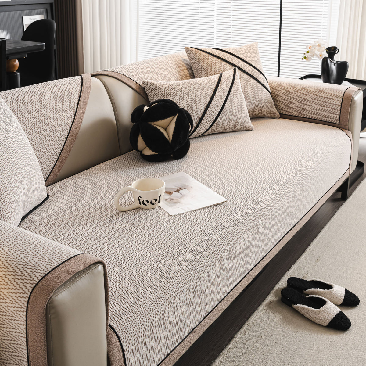 Herringbone Couch Protector for Pets, Non-Slip Washable Sectional Couch Covers, photo 19 of 40