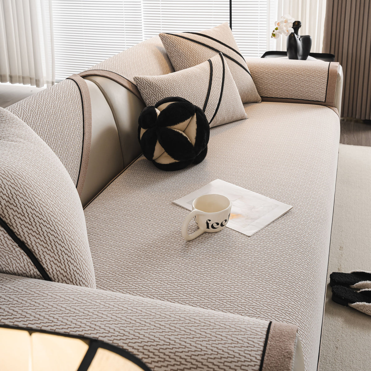 Herringbone Couch Protector for Pets, Non-Slip Washable Sectional Couch Covers, photo 12 of 40