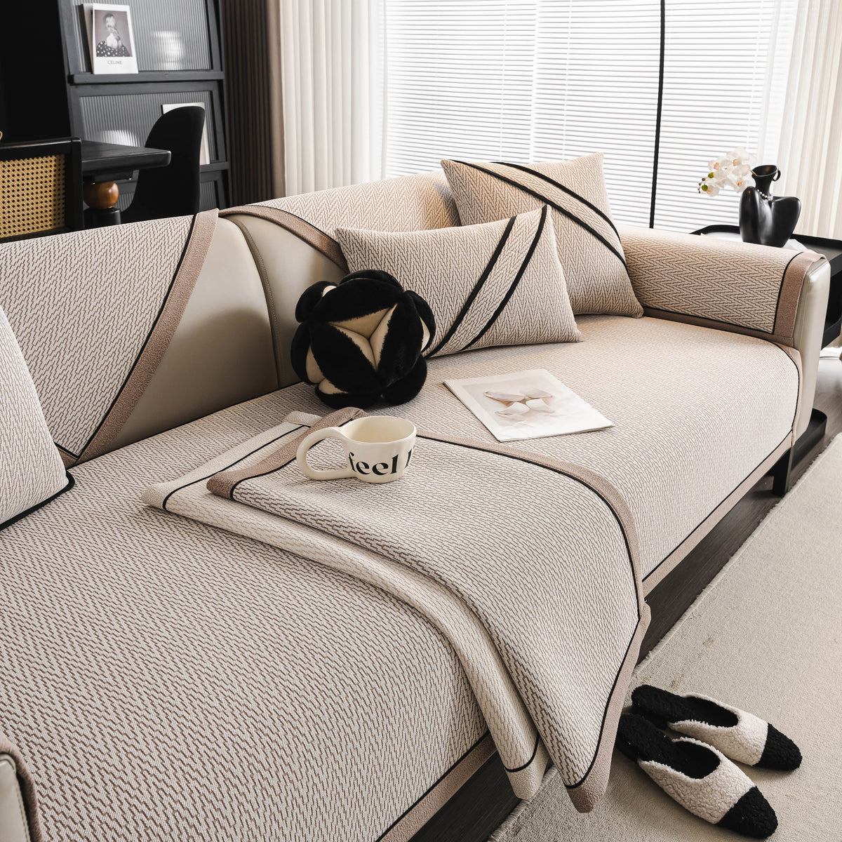 Herringbone Couch Protector for Pets, Non-Slip Washable Sectional Couch Covers, photo 16 of 40