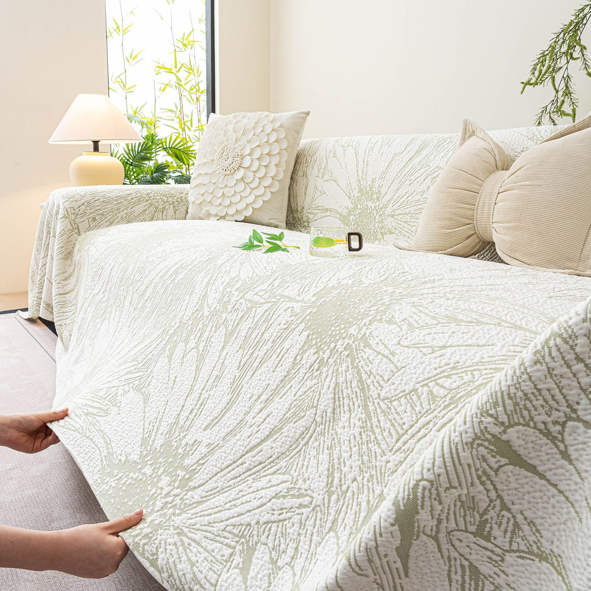 Cooling Botanical Jacquard Couch Cover Decorative Furniture Cover for Loveseat & Sofas, photo 17 of 41