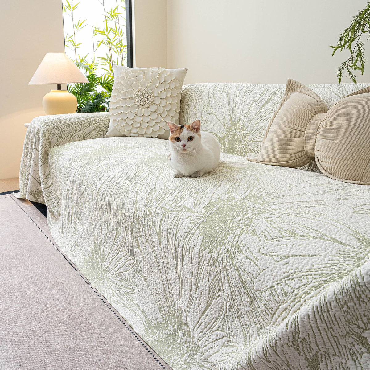 Cooling Botanical Jacquard Couch Cover Decorative Furniture Cover for Loveseat & Sofas, photo 2 of 41
