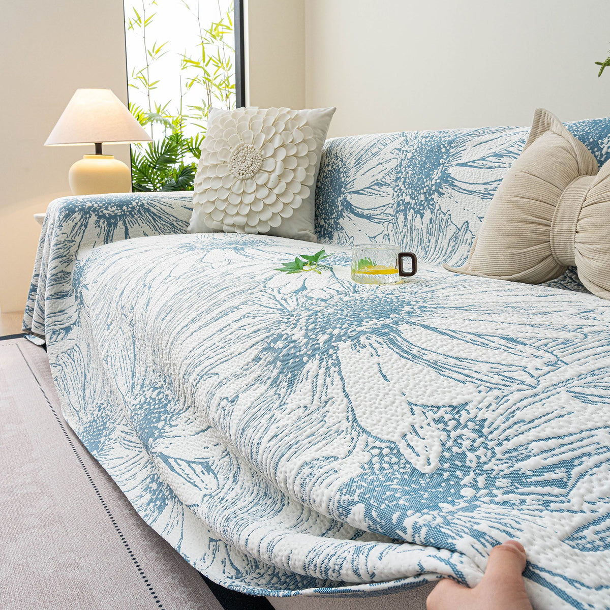 Cooling Botanical Jacquard Couch Cover Decorative Furniture Cover for Loveseat & Sofas, photo 31 of 41