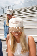 He's Watching Football - Brown Polka Dot Hat