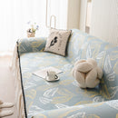 Leaf Jacquard Sofa Cover with Ruffle Skirt – Non-Slip Couch Protector with Sheer Hem