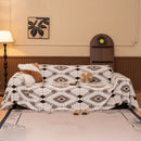 Bohemian Tufted Sofa Cover, Soft Sherpa Fleece Throw Blanket with 3D Aztec Geometric by Slipcover KAS™