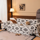 Bohemian Tufted Sofa Cover, Soft Sherpa Fleece Throw Blanket with 3D Aztec Geometric by Slipcover KAS™