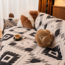 Bohemian Tufted Sofa Cover, Soft Sherpa Fleece Throw Blanket with 3D Aztec Geometric by Slipcover KAS™