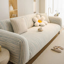 Ribbed Washable Sofa Cover, High Stretch Striped Couch Slipcover with Tie Straps by Slipcover KAS™