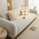 Ribbed Washable Sofa Cover, High Stretch Striped Couch Slipcover with Tie Straps by Slipcover KAS™