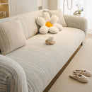 Ribbed Washable Sofa Cover, High Stretch Striped Couch Slipcover with Tie Straps by Slipcover KAS™