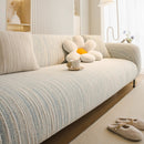 Ribbed Washable Sofa Cover, High Stretch Striped Couch Slipcover with Tie Straps by Slipcover KAS™