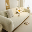 Ribbed Washable Sofa Cover, High Stretch Striped Couch Slipcover with Tie Straps