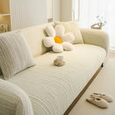 Ribbed Washable Sofa Cover, High Stretch Striped Couch Slipcover with Tie Straps by Slipcover KAS™