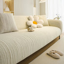 Ribbed Washable Sofa Cover, High Stretch Striped Couch Slipcover with Tie Straps by Slipcover KAS™