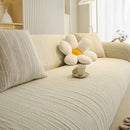 Ribbed Washable Sofa Cover, High Stretch Striped Couch Slipcover with Tie Straps by Slipcover KAS™