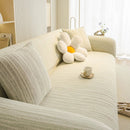 Ribbed Washable Sofa Cover, High Stretch Striped Couch Slipcover with Tie Straps by Slipcover KAS™