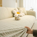 Ribbed Washable Sofa Cover, High Stretch Striped Couch Slipcover with Tie Straps by Slipcover KAS™