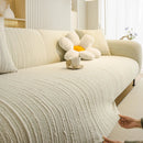 Ribbed Washable Sofa Cover, High Stretch Striped Couch Slipcover with Tie Straps by Slipcover KAS™