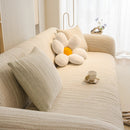 Ribbed Washable Sofa Cover, High Stretch Striped Couch Slipcover with Tie Straps by Slipcover KAS™