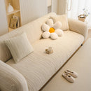 Ribbed Washable Sofa Cover, High Stretch Striped Couch Slipcover with Tie Straps by Slipcover KAS™