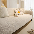Ribbed Washable Sofa Cover, High Stretch Striped Couch Slipcover with Tie Straps by Slipcover KAS™
