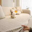 Ribbed Washable Sofa Cover, High Stretch Striped Couch Slipcover with Tie Straps by Slipcover KAS™