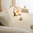 Ribbed Washable Sofa Cover, High Stretch Striped Couch Slipcover with Tie Straps by Slipcover KAS™