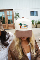 Lucky Duck - Brown Corduroy Trucker Hat